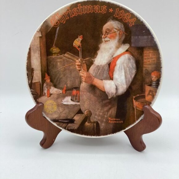 2 Vintage Norman Rockwell Christmas Plates 1984 1985 - Picture 2 of 5